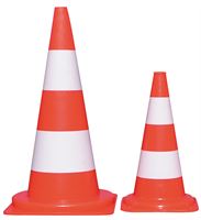 Signalni stožec PVC 75cm florescenten, 2 beli črti P5, Z251841
