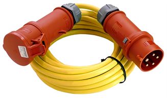 Gradbeni kabel 5x2,5 25m AT N07V3V3-F z vtikačem z menjavo faze in vtičnico 5x16A, Z5252516P