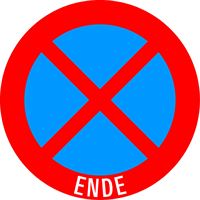 Prometni znak §52/13B, 480/1,5mm, Prepovedano ustavljanje in parkiranje, konec, Z52/13B-480ENDE