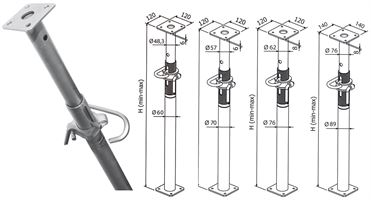 Stropni podpornik razred D 224-400cm, pocinkan, v skladu z EN1065 P50, ZBD40EZ