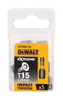 Bit nastavki T15 x 25mm EXTREME® IMPACT TORSION DEWALT® 5kos/paket, ZDT7380T-QZ