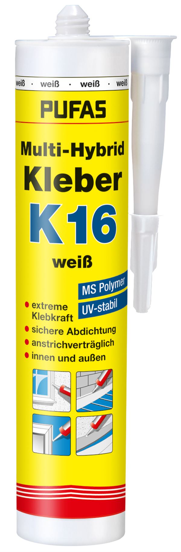 Multi-Hybrid-Kleber K16 weiß 290ml 12Stk/Kart 104Kart/Pal, Z016101000