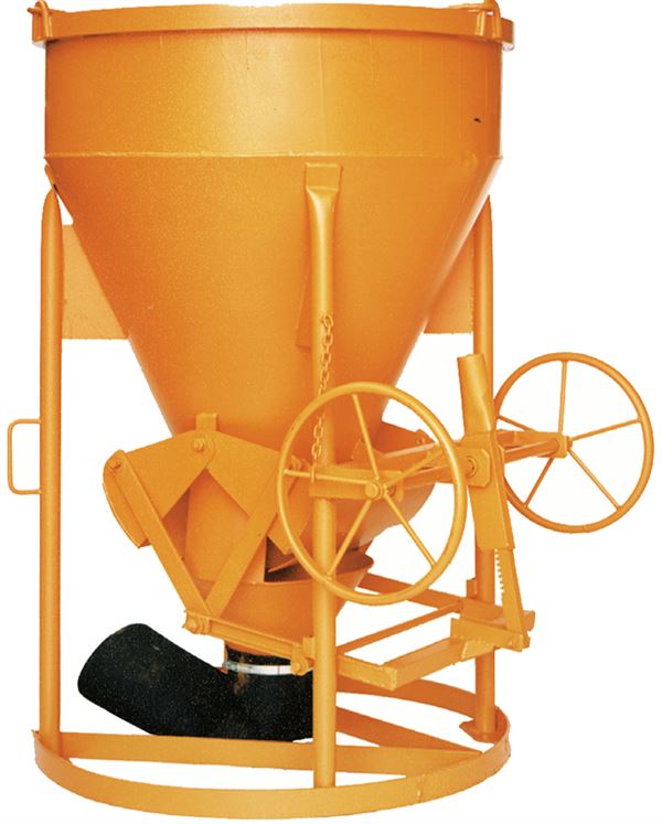 Silos za beton 1016H.10, 750l cilindrično-stožčast z ročnim kolesom za odpiranje, Z10840