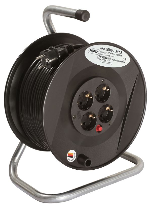 Kabelski boben z el. kablom 3x1,5, 50m PVC-kabel H05VV, 4 SSD & termostikalo, Z1208068X