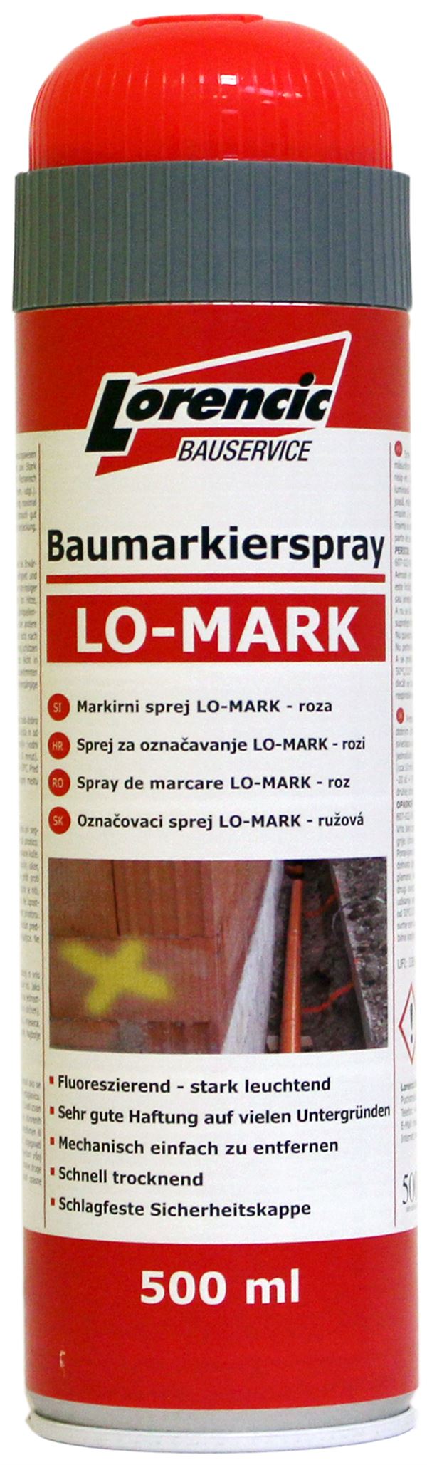 =§= Markirni sprej LO-MARK rdči 500ml 12kos/kart 75kart/pal, Z241613LO