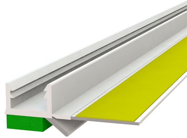 Ometni špaletni profil 10mm,zunanji,zeleno tesnilo,jeziček, 2,5m/palica 60pal/kart 42kart/pal, Z3775250LO