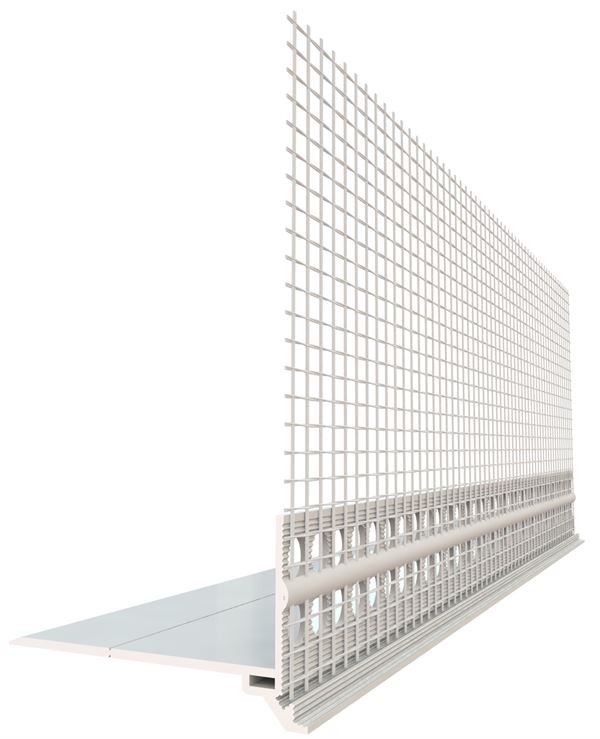 Podstavni cokel profil PVC z armirno mrežo Tip PRAKTIKA 50x1mm 2,5m/palica P25=62,5m 40kart/pal, Z4039050