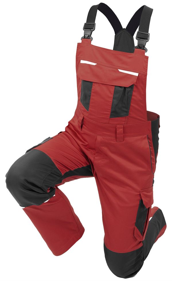 Latzhose QUALITEX IND, rot/anthrazit, 250 g/m², Gr. 48, Z41014-RALH48