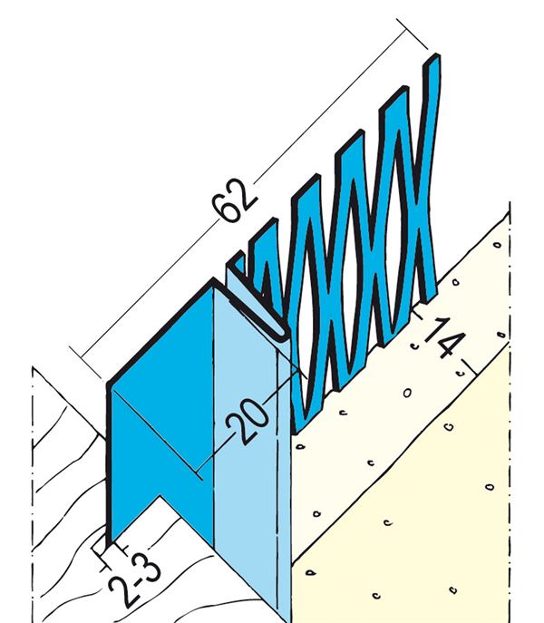 Priključni ometni profil 1301 za omet debeline 14mm 3,0m/palica 15pal/vez 47vez/pal, Z41301300
