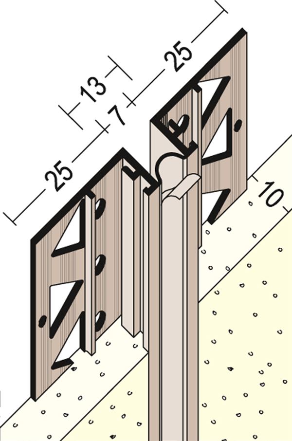 Dilatacijski profil PVC 3754 za omet debeline 10mm, L=2,75m 25palic/kart 36kart/pal, Z43754275