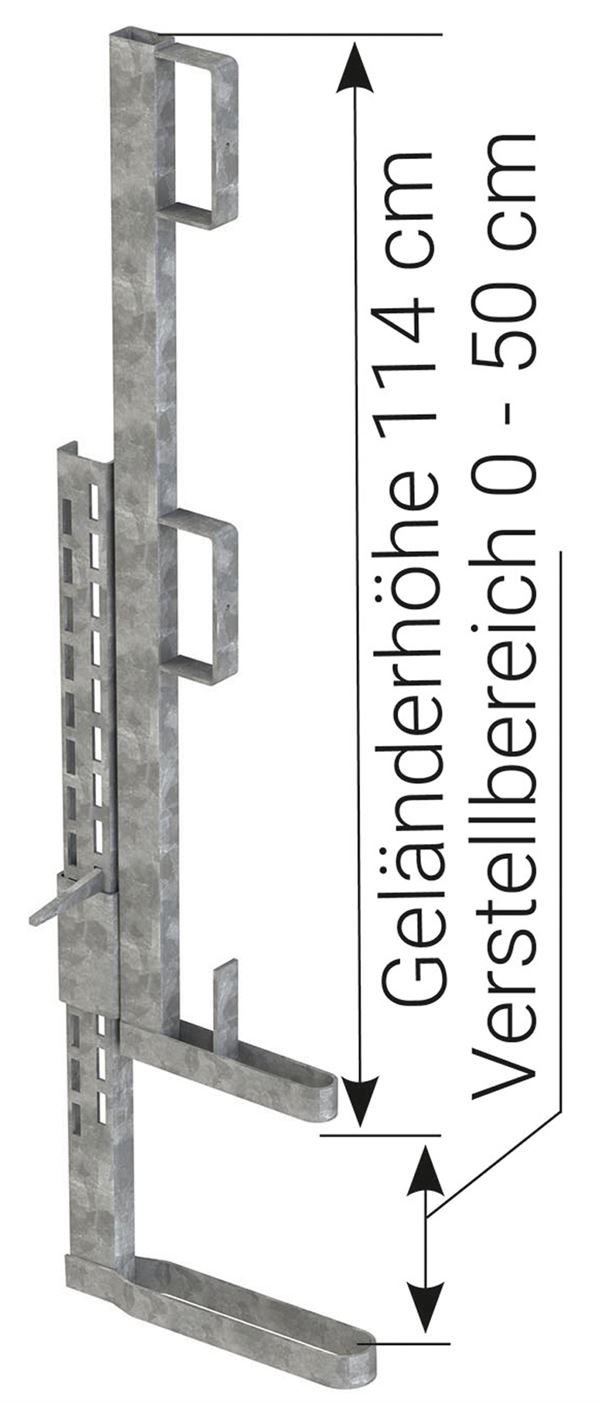 Etažna varnostna ograja 1,14m, pocinkana, nastavitev od 0-70cm, Z4811620V