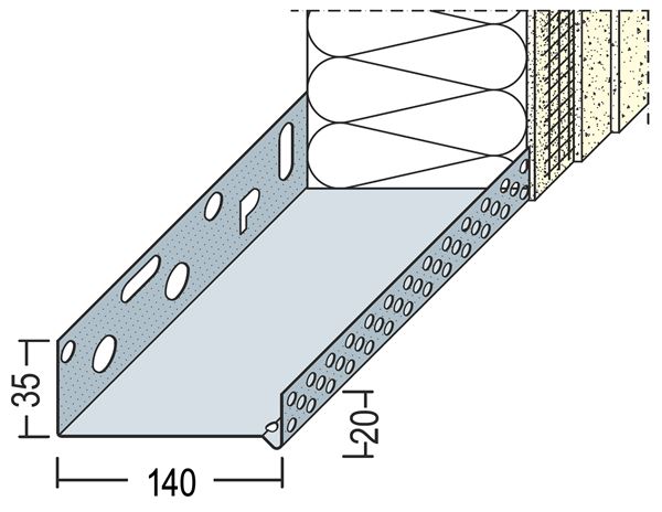 Podstavni fasadni profil Alu 140mm 90814 (9213) 2,50m/palica 6palic/vez, Z490814