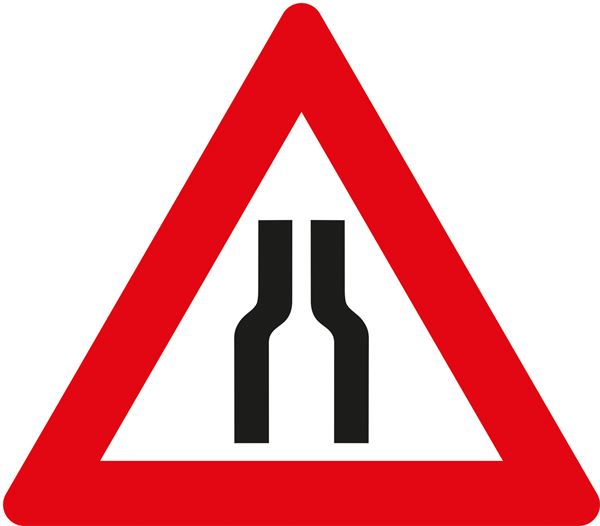 Prometni znak §50/8A, 1000/1,5mm, Zožanje vozišča obojestransko, Z50/8A-1000