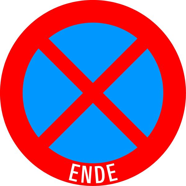 Prometni znak §52/13B, 480/1,5mm, Prepovedano ustavljanje in parkiranje, konec, Z52/13B-480ENDE