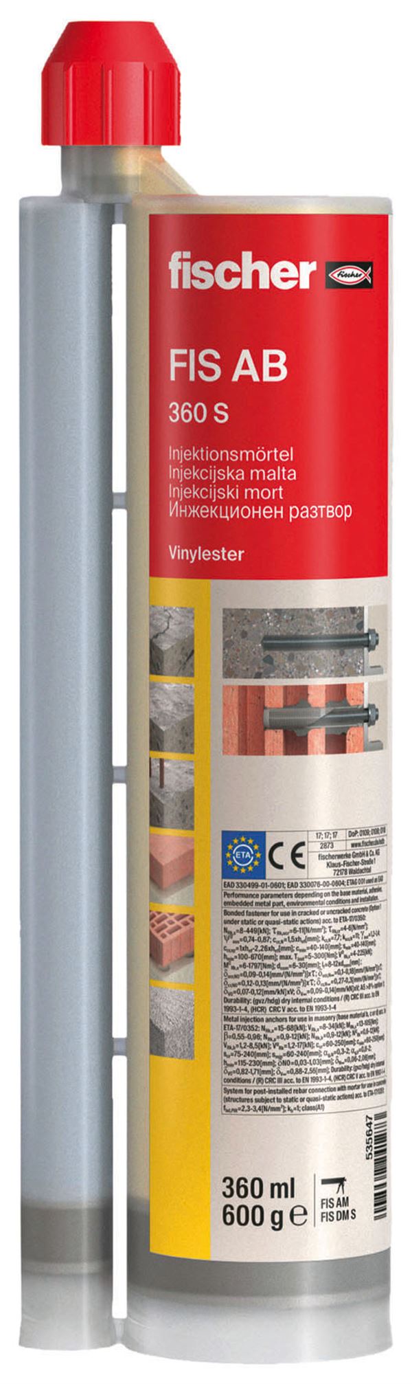 =§= Injektirna masa FISCHER FIS AB 360 S AUSTRIA BOND 2K 360ml z 2 FIS Mixer RED P6, Z535647