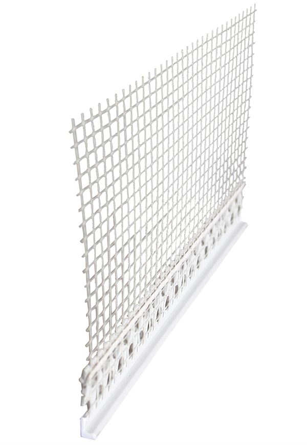 Zaključni fasadni profil PVC z mrežo 2,5m/palica, za debelino 5mm lepilne malte P25 109kart/pal., Z6410305001