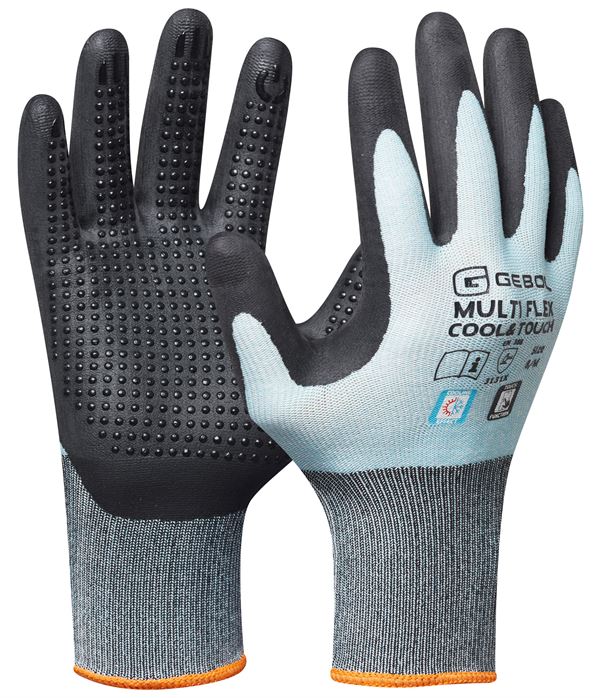 Montagehandschuh MULTI FLEX COOL&TOUCH, hellblau/schwarz, EN388+407, Gr. 10, VPE12/72, Z709378T