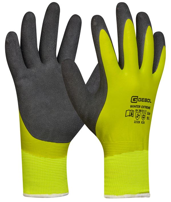 Handschuh WINTER EXTREME, gelb/schwarz, doppel beschichet, EN388+511, Gr. 9, VPE6/36, Z709381