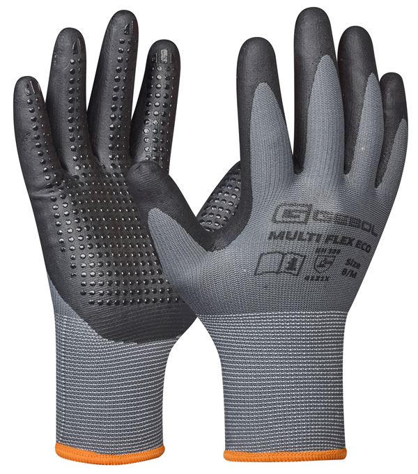 Montagehandschuh MULTI FLEX ECO, grau/schwarz, nahtlos, EN388, Gr. 8, VPE12/120, Z709676