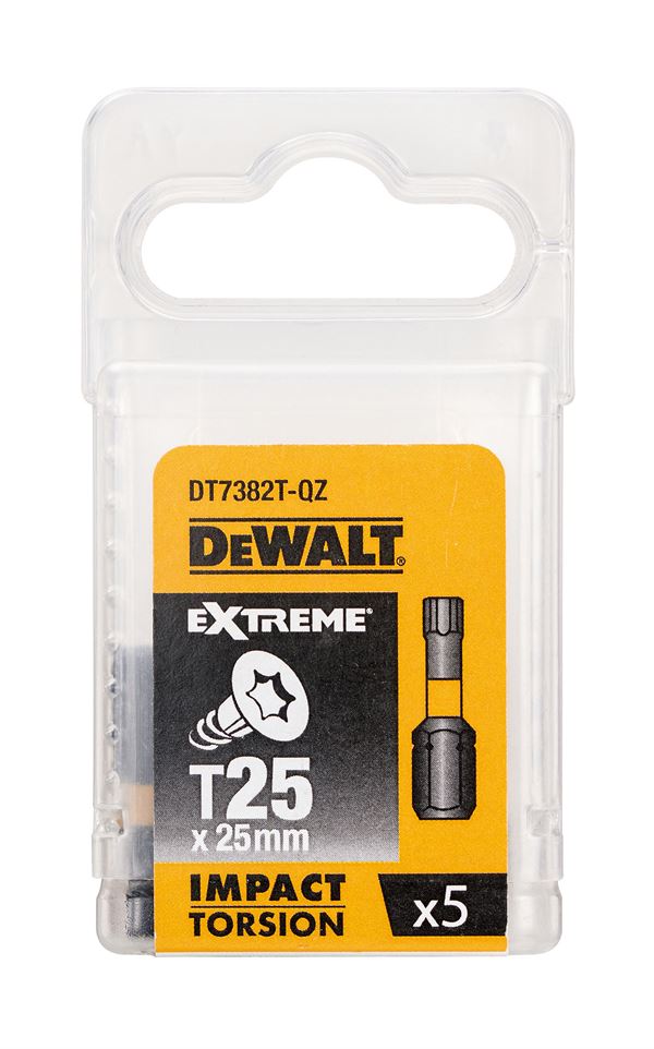 Bit nastavki T27 x 25mm EXTREME® IMPACT TORSION DEWALT® 5kos/paket, ZDT7383T-QZ